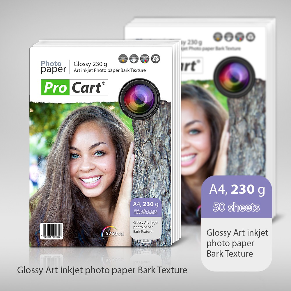 Hartie Fotografica A4 lucioasa cu textura de coaja 230gr - imagine 3